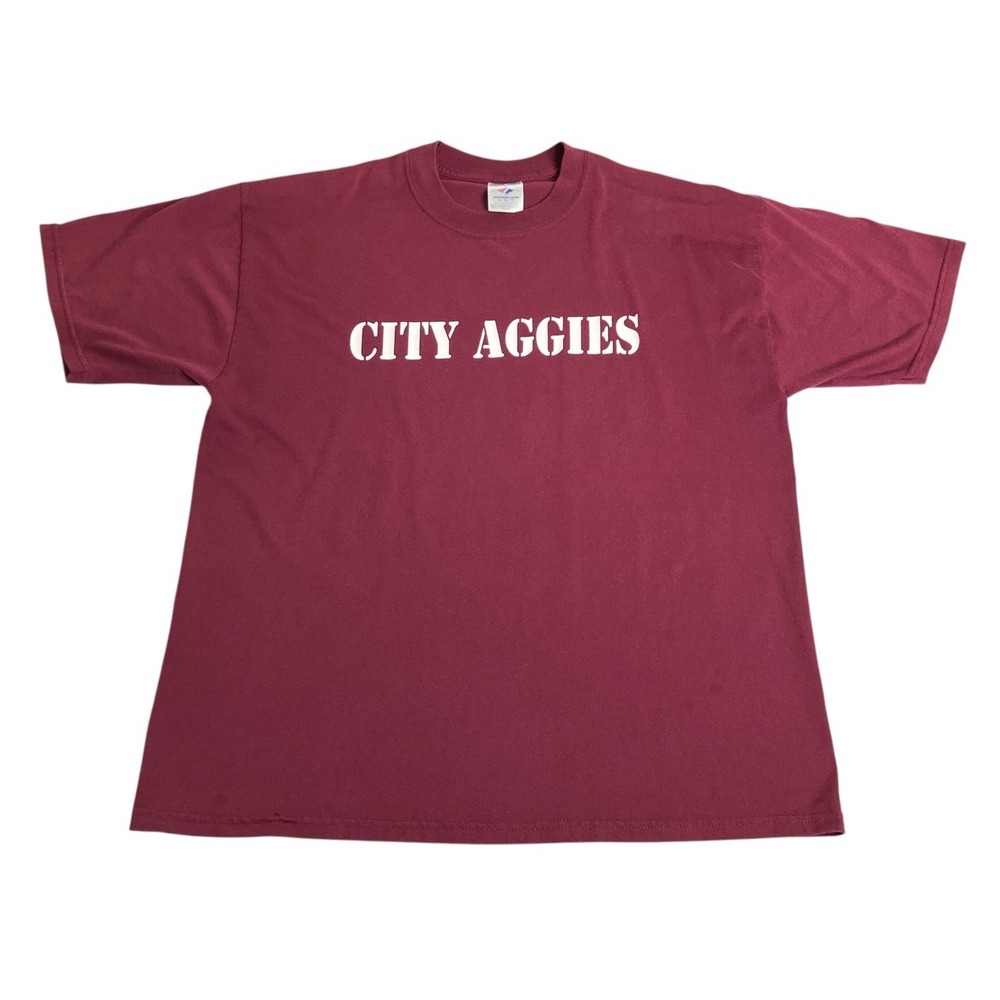 Y2K Texas A&M Gig Em Aggies Shirt Mens XL Maroon Jerzees Double Sided Graphic